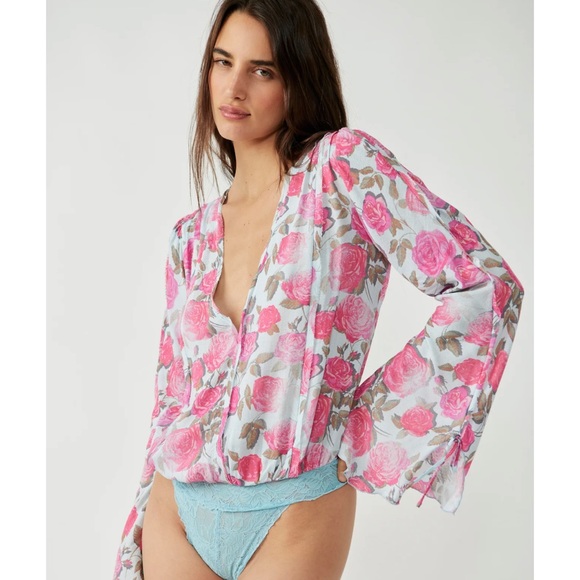 Free People Everything's Rosy Bodysuit in Icy Combo - Picture 3 of 13